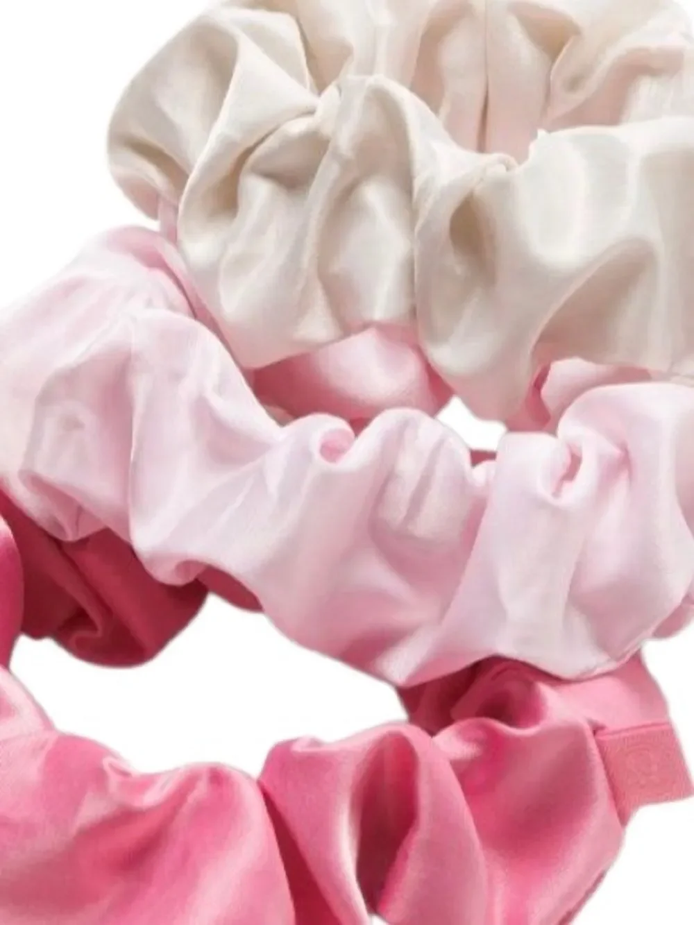 Lululemon Uplifting Scrunchies Satin 3 Pack Candy Cloud/Blissful Pink/Light Ivor